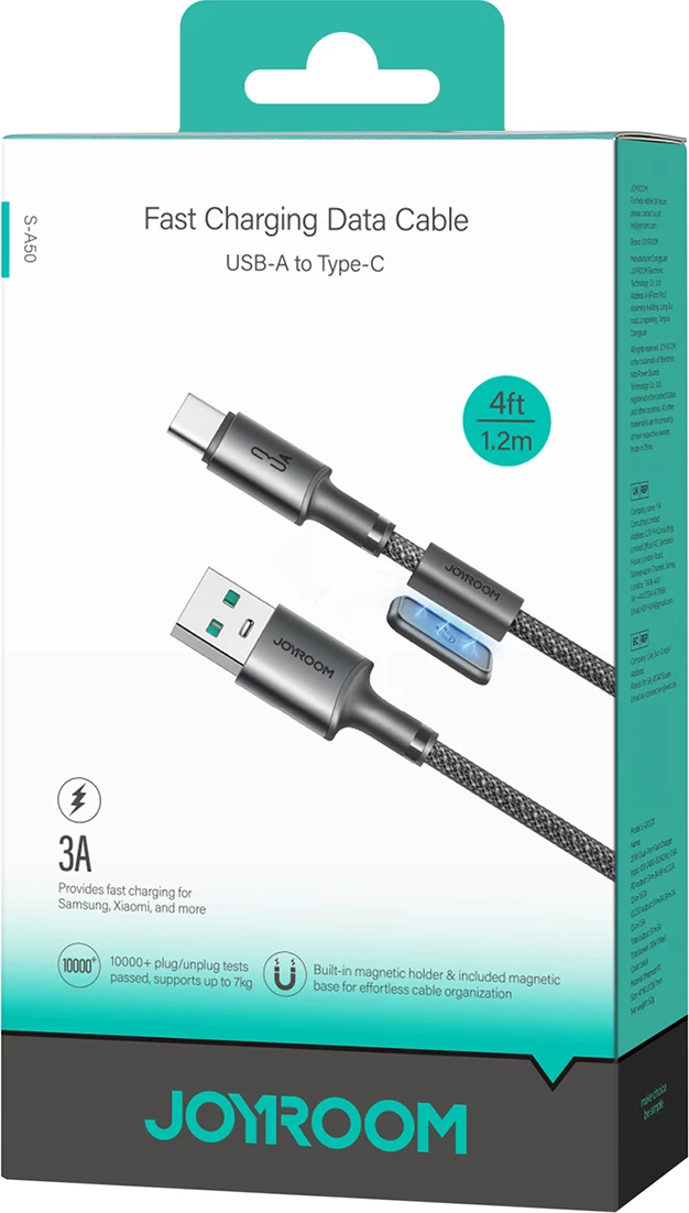 Kabllo Joyroom S-A50 Unlimited Series, USB-A në USB-C, 1.2m, 3A, me organizues magnetik, Gri