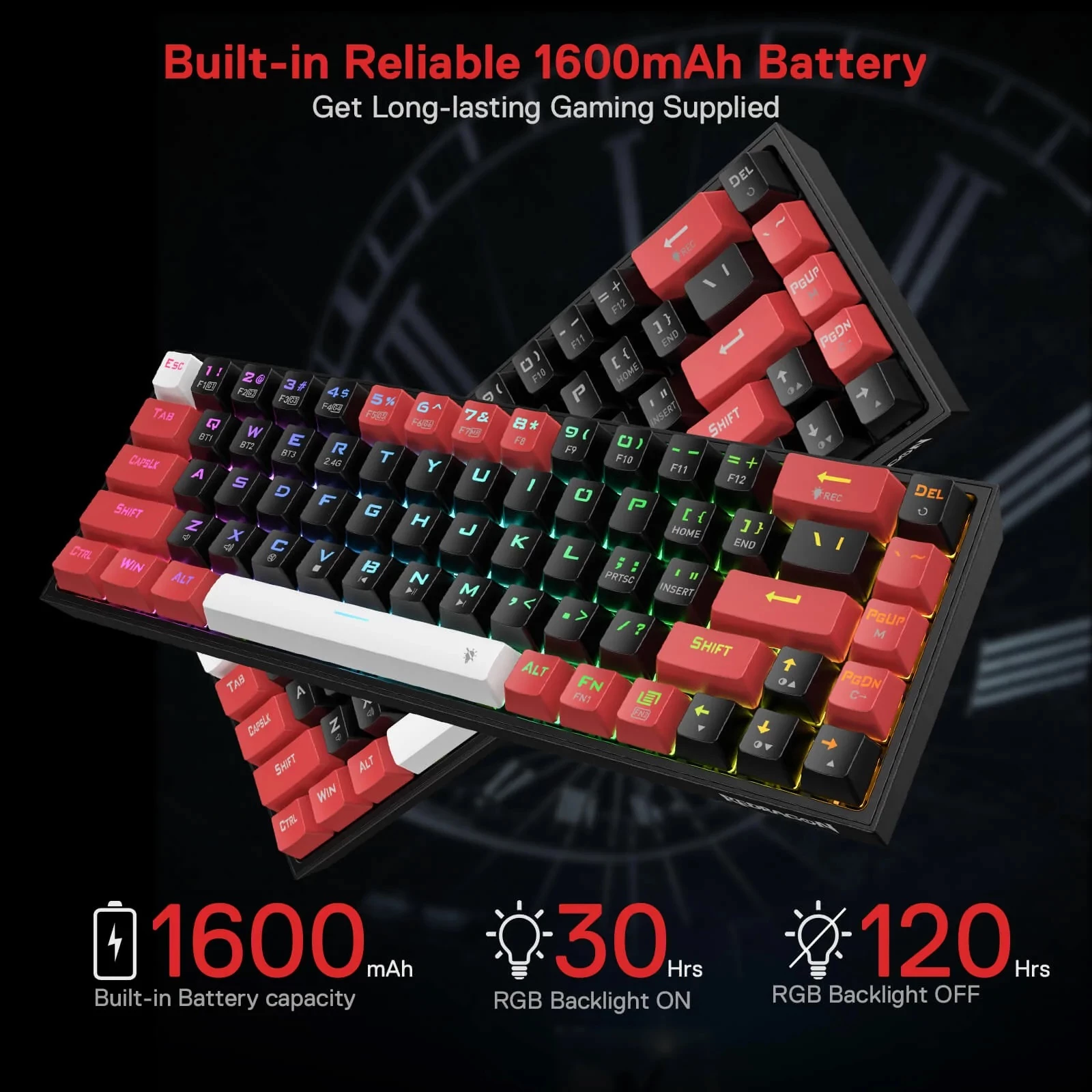 Tastierë mekanike Redragon Castor K631RGB Pro 65% (68 taste), Outemu Red, RGB, USB-C/2.4GHz/Bluetooth