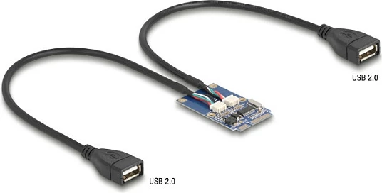 Adapter Mini PCIe në 2x USB 2.0 DeLOCK 64346, internal