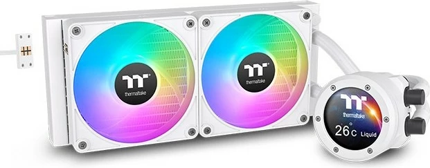 Ftohës uji Thermaltake TH280 V2 Ultra EX ARGB, 280mm, Snow, me ekran LCD