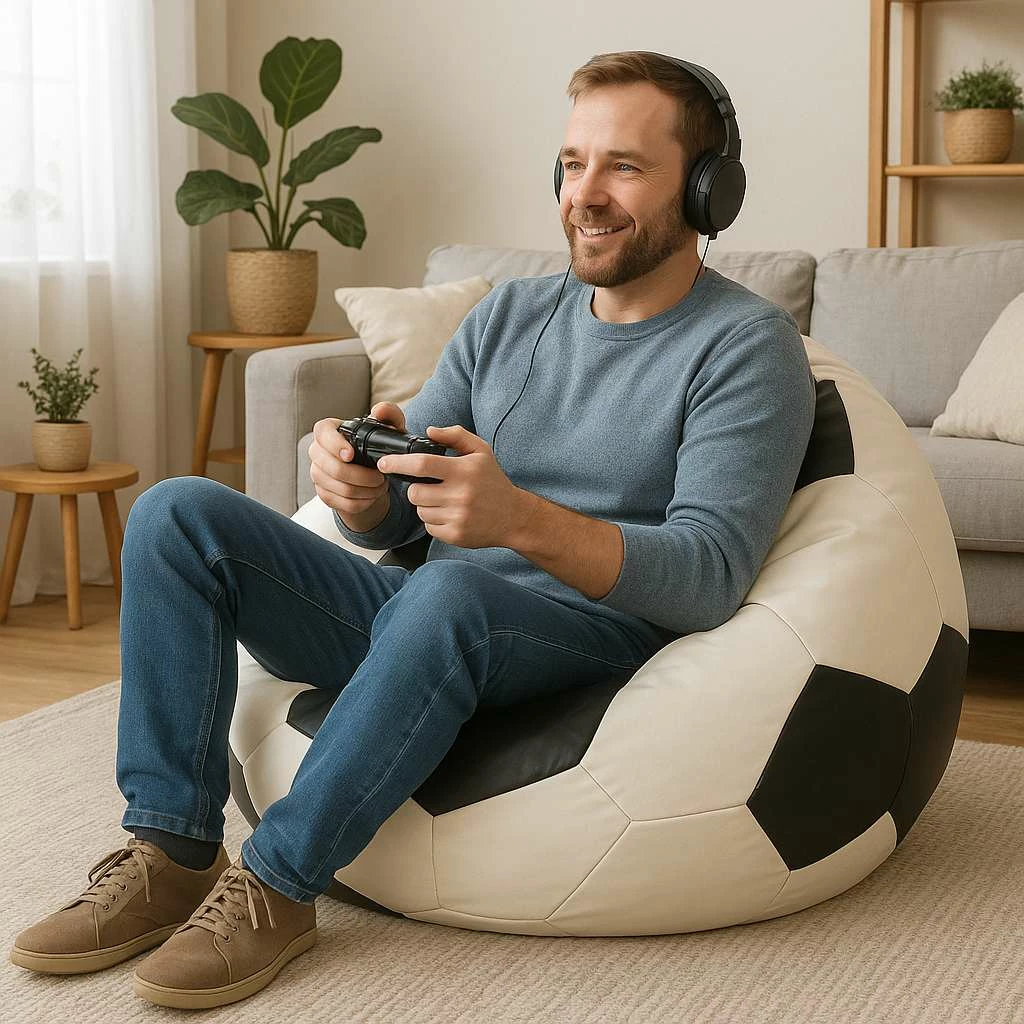 Qese ulëse futbolli, lëkurë PU, e zezë dhe e bardhë, Atelier del Sofa, e madhe