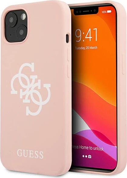 Mbështjellës Guess GUHCP13SLS4GWPI për iPhone 13 mini 5.4", silikon, rozë