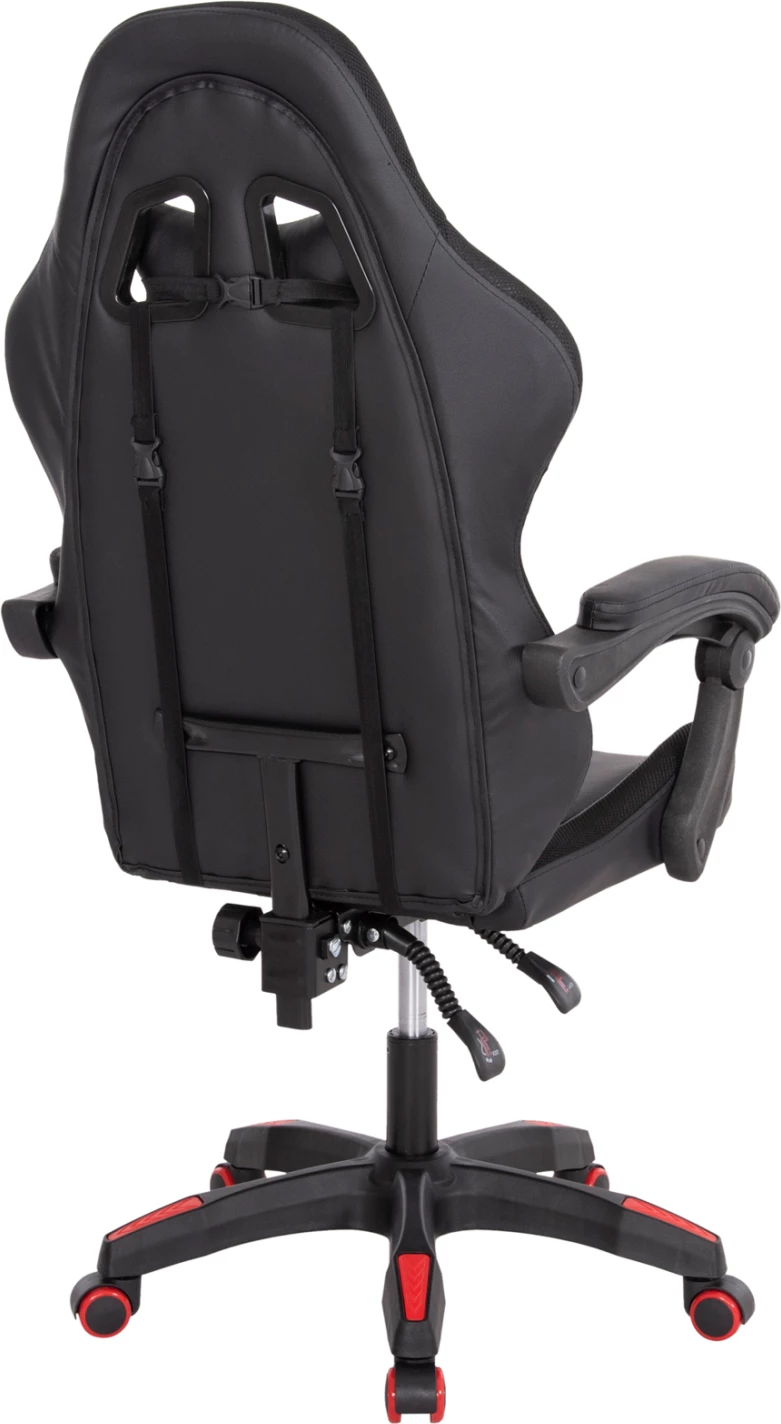 Karrige për lojëra DARREN FH1203.01, e zezë-kuqe, PVC & najlon, 51x49x125H cm