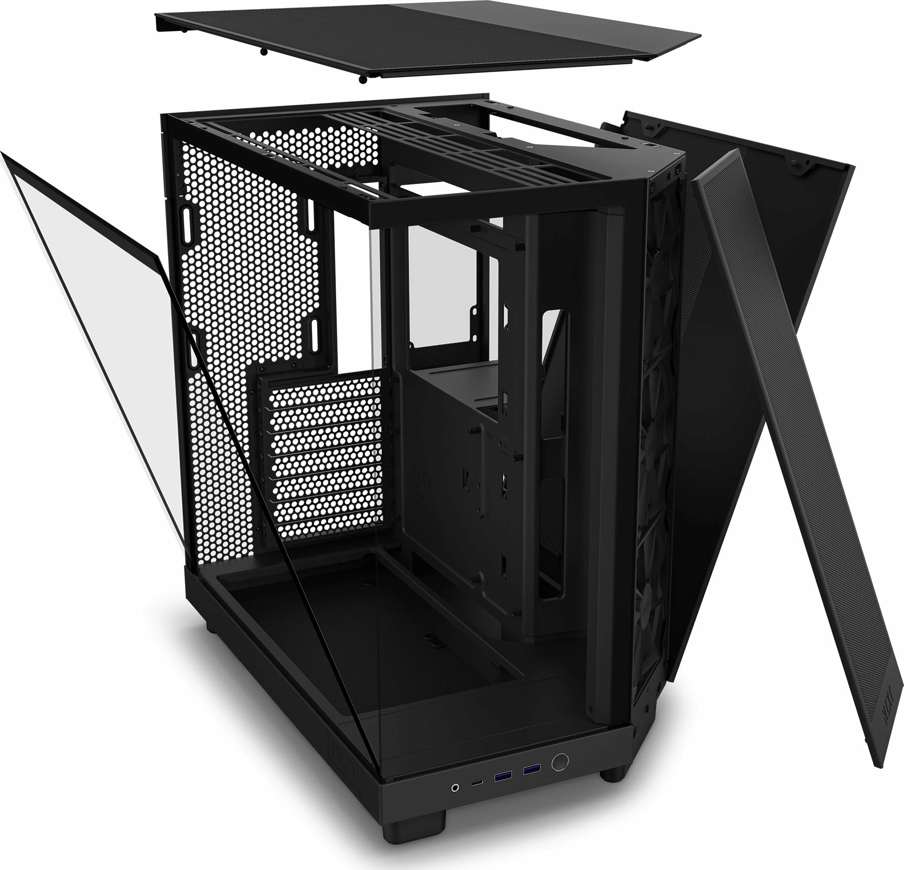 Kasë NZXT H6 Flow CC-H61FB-01 Midi Tower për ATX/Micro-ATX/Mini-ITX, e zezë