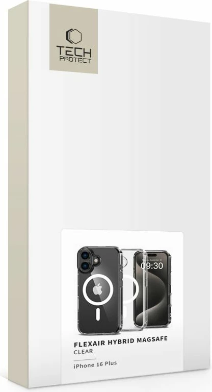 Mbështjellës Tech-Protect Flexair Hybrid MagSafe për iPhone 16 Plus, Transparent
