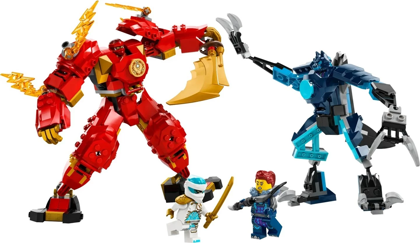 Set LEGO NINJAGO 71808, Kai's Elemental Fire Mech, 4 minifigura, Kuq