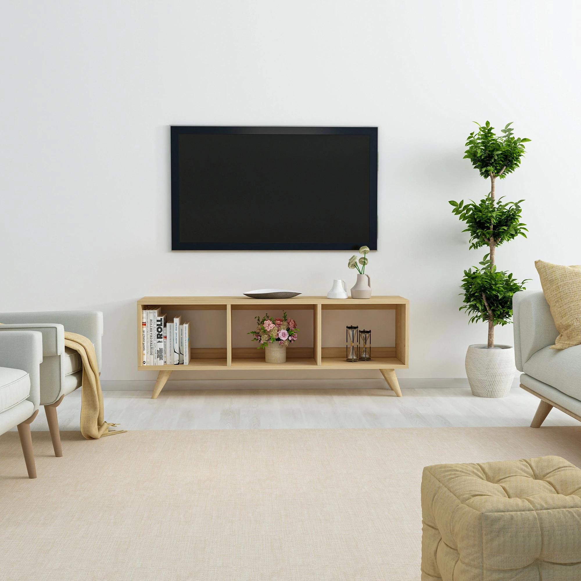 Komodë TV Hanah Home, Tina, ngjyrë safir