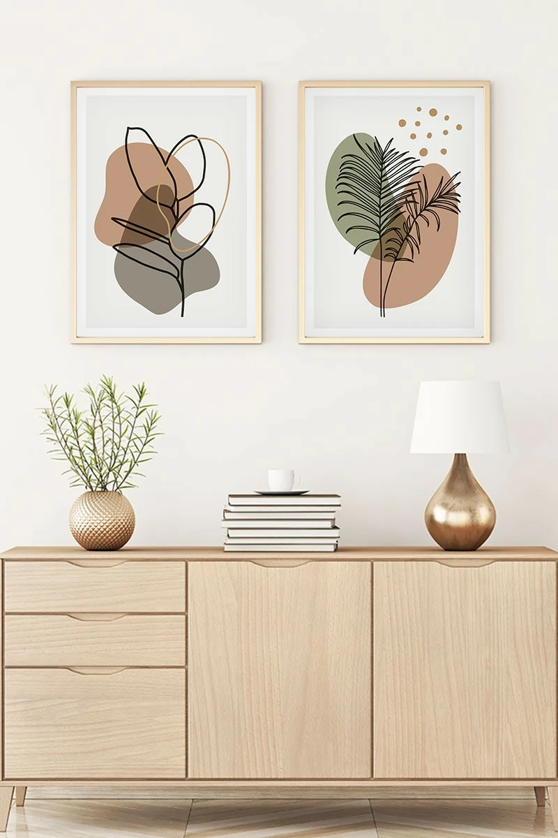 Pikturë dekorative me kornizë, MDF, 2 copë, Wallity, Huhu114, 50x35cm