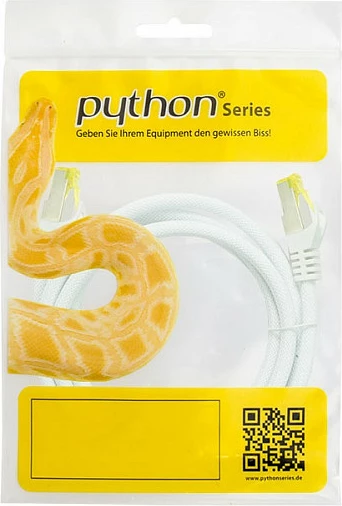 Kabllo rrjeti Python Series Cat.7 Patchkabel 5m, me thurje nylon, e bardhë