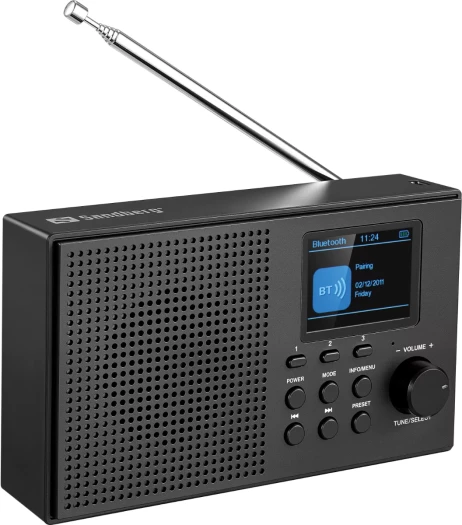 Radio me altoparlant SANDBERG Speaker Radio DAB+BT Recharge 421-39, bateri 2000 mAh, ekran TFT 2.0", Bluetooth 5.3, e zezë