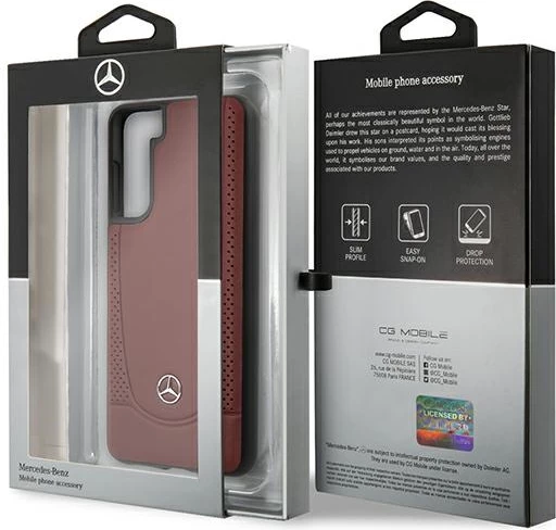 Mbështjellës Mercedes Urban Line për Samsung Galaxy S21+, lëkurë, i kuq