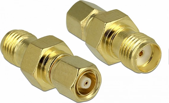 Adapter RF DeLOCK 65869, SMC femër në SMA, 50 Ω, i artë