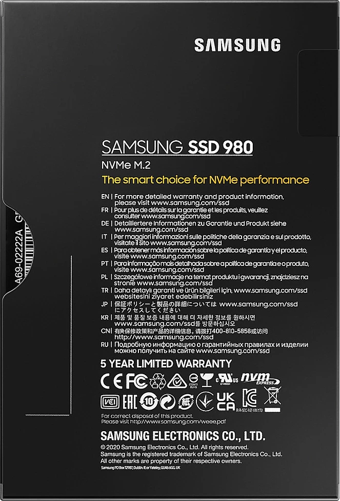 SSD Samsung 980, 500 GB, M.2, 3100 MB/s