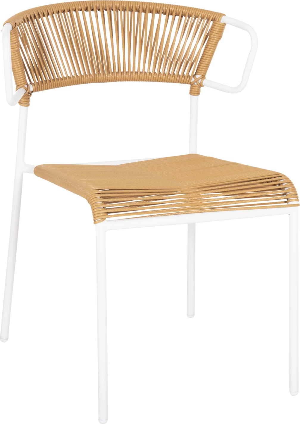 Karrige SUKI FH6053.01 metalike, ngjyrë e bardhë dhe ratan sintetik, ngjyrë natyrale, 54x62x80H cm