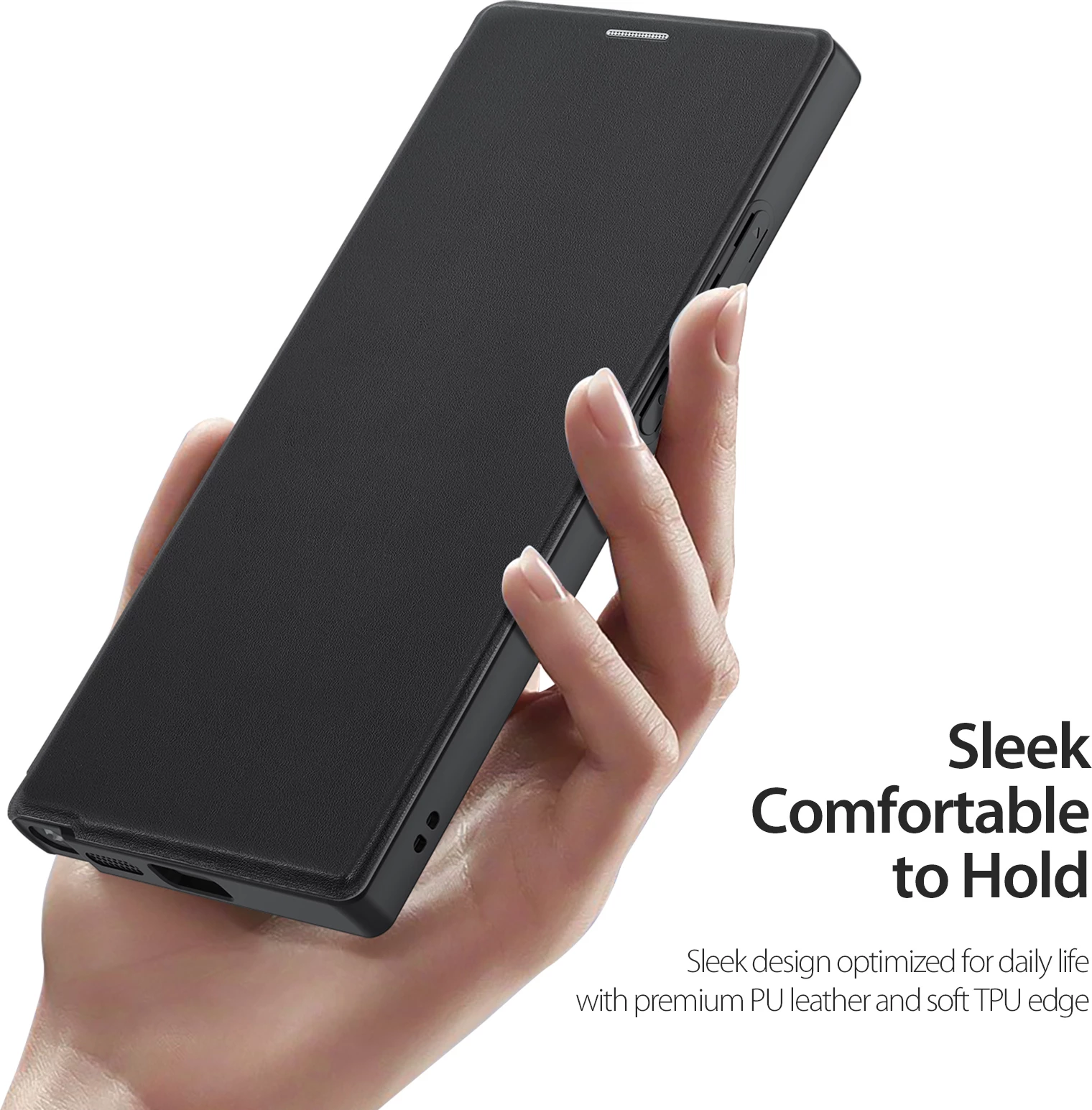 Mbështjellës Dux Ducis Skin X Pro me kapak dhe unazë magnetike për Samsung S24 Ultra, i zi