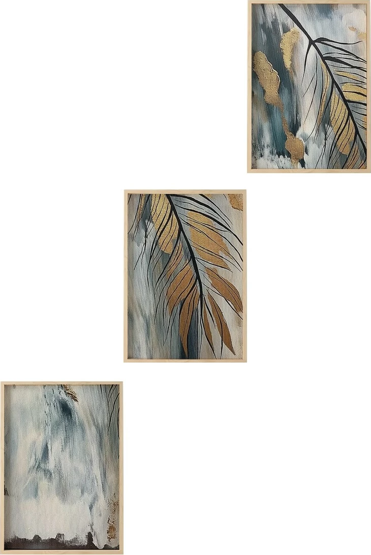 Pikturë dekorative me kornizë, 3 pjesë, MDF, shumëngjyrëshe, Wallity, Huhu477, 50x70 cm