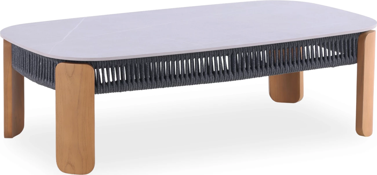 Set lounge 4 pjesësh Ethereal, alumin, litar, dru teak, gur sintetik, ngjyrë qymyr, CD6165.02