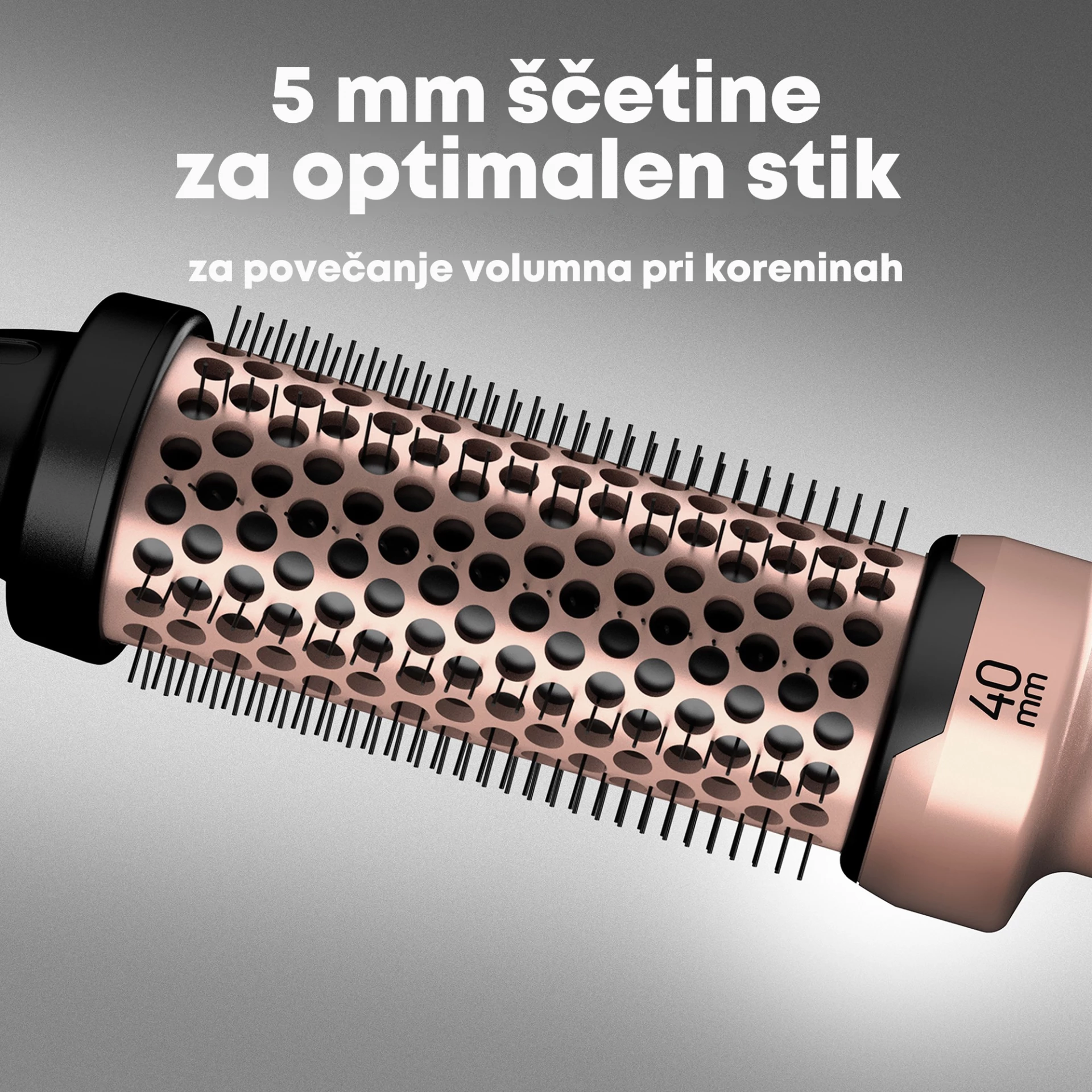 Brushë ngrohëse për stilim flokësh Revamp BR-1400AGD 40 mm ceramic 180°C ionic, rozë ari