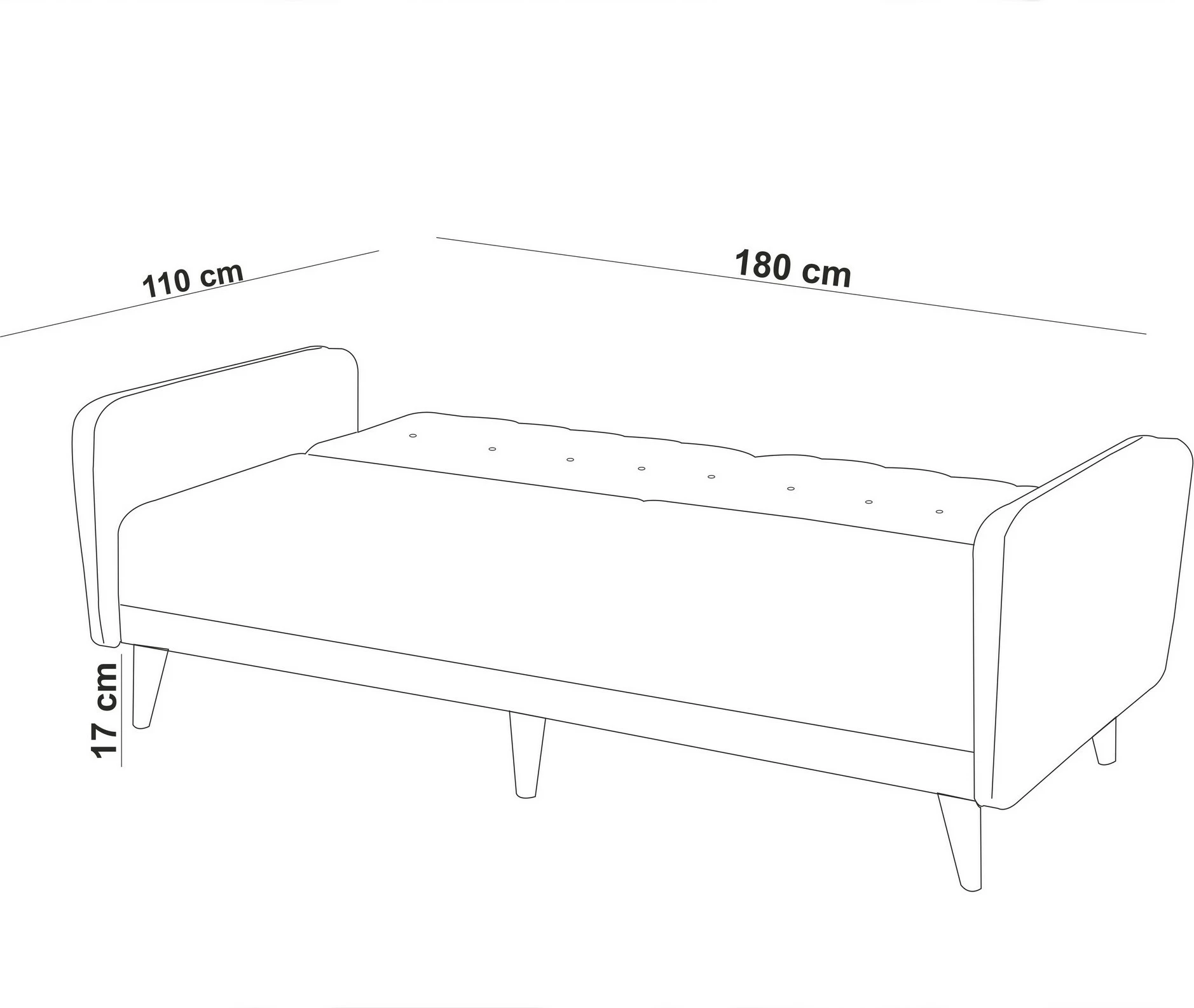 Divan-krevat treshe, Atelier del Sofa, Aria, ngjyrë gri