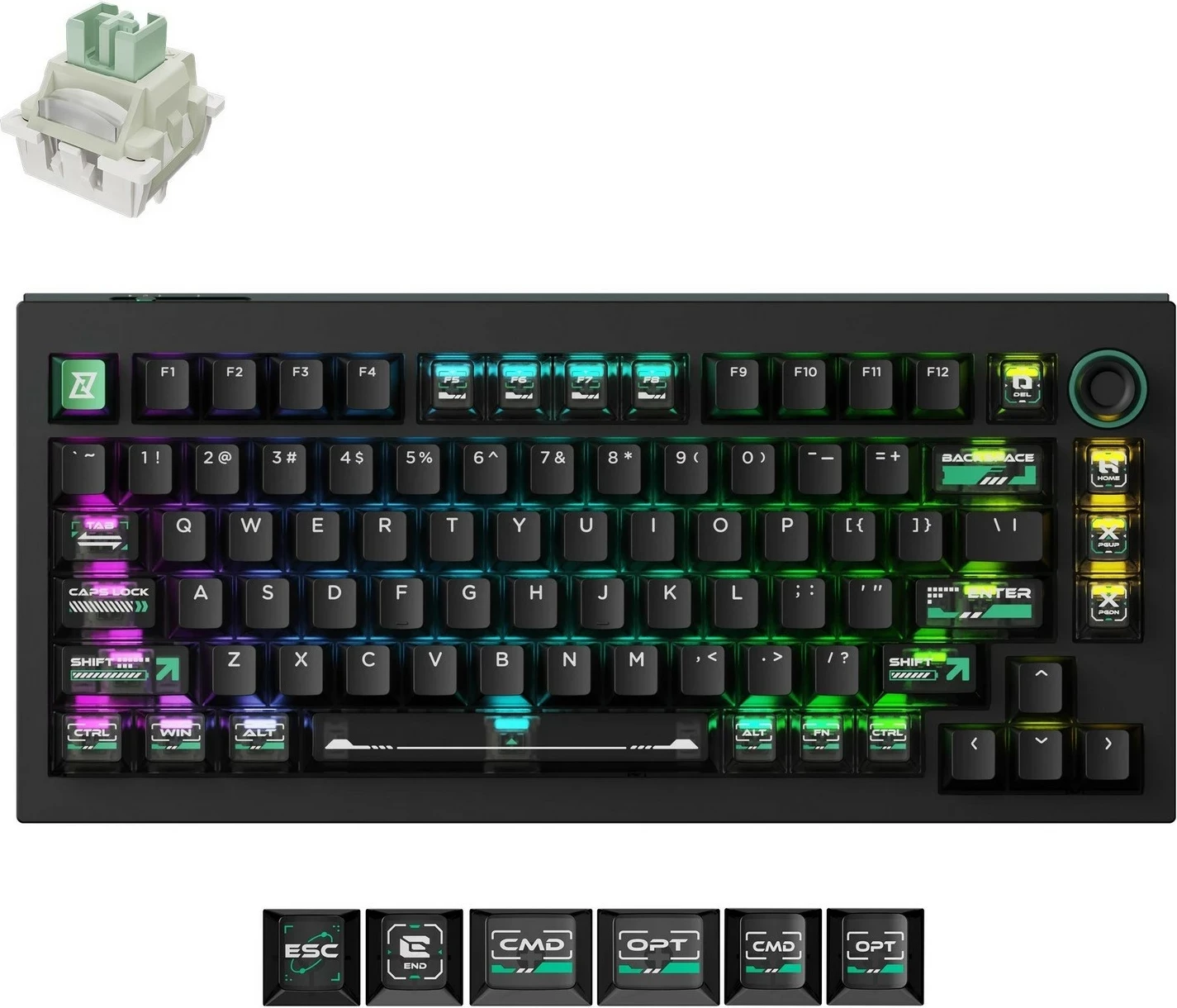 Tastierë Keychron L5W-W1 Lemokey, 75%, RGB, me kabllo, black