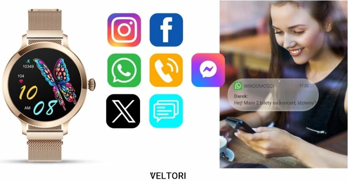 Smartwatch për femra VELTORI, rozë