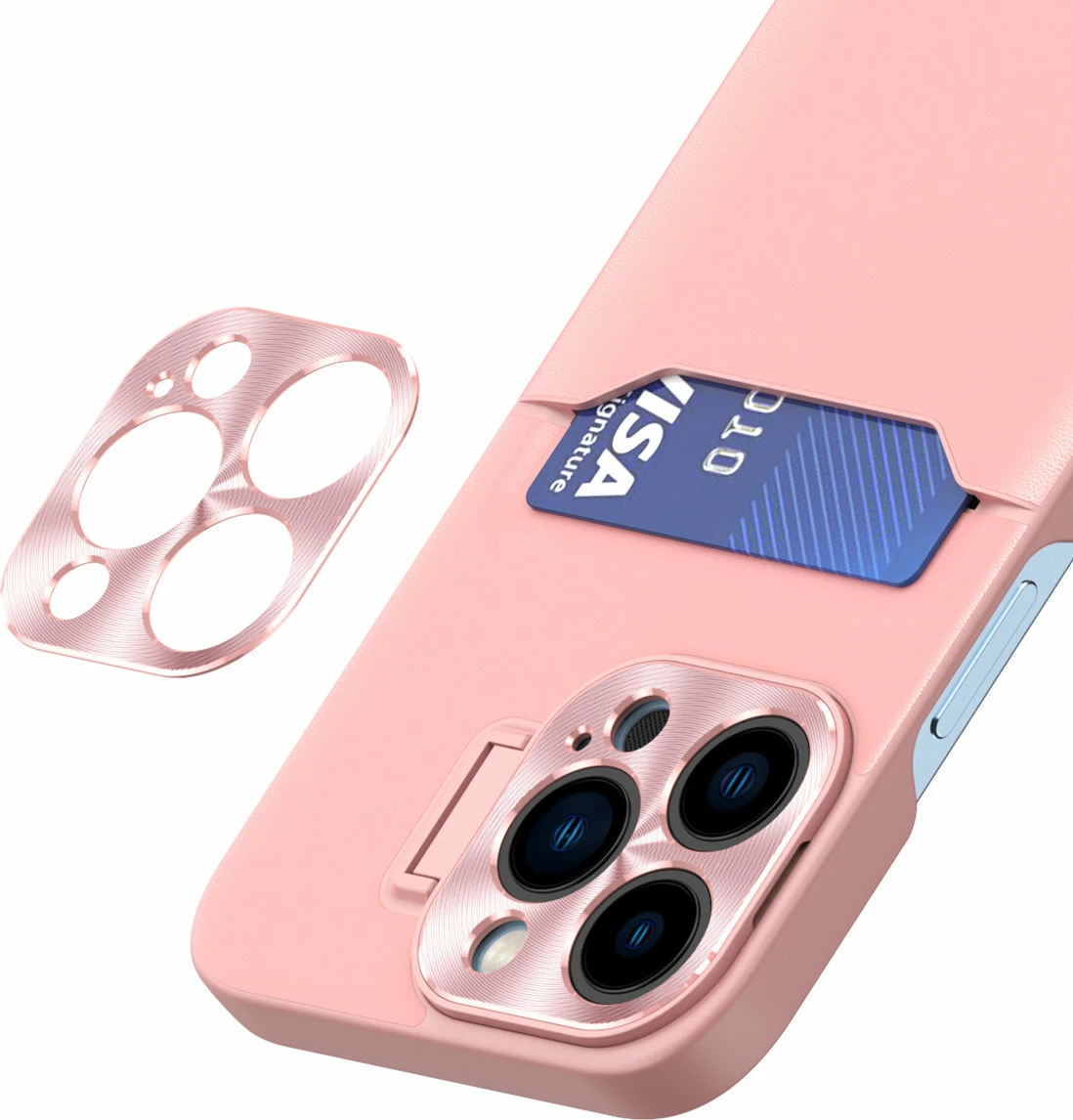 Mbështjellës Hurtel Leather Stand Case për Samsung Galaxy S23+, me xhep për kartela, rozë