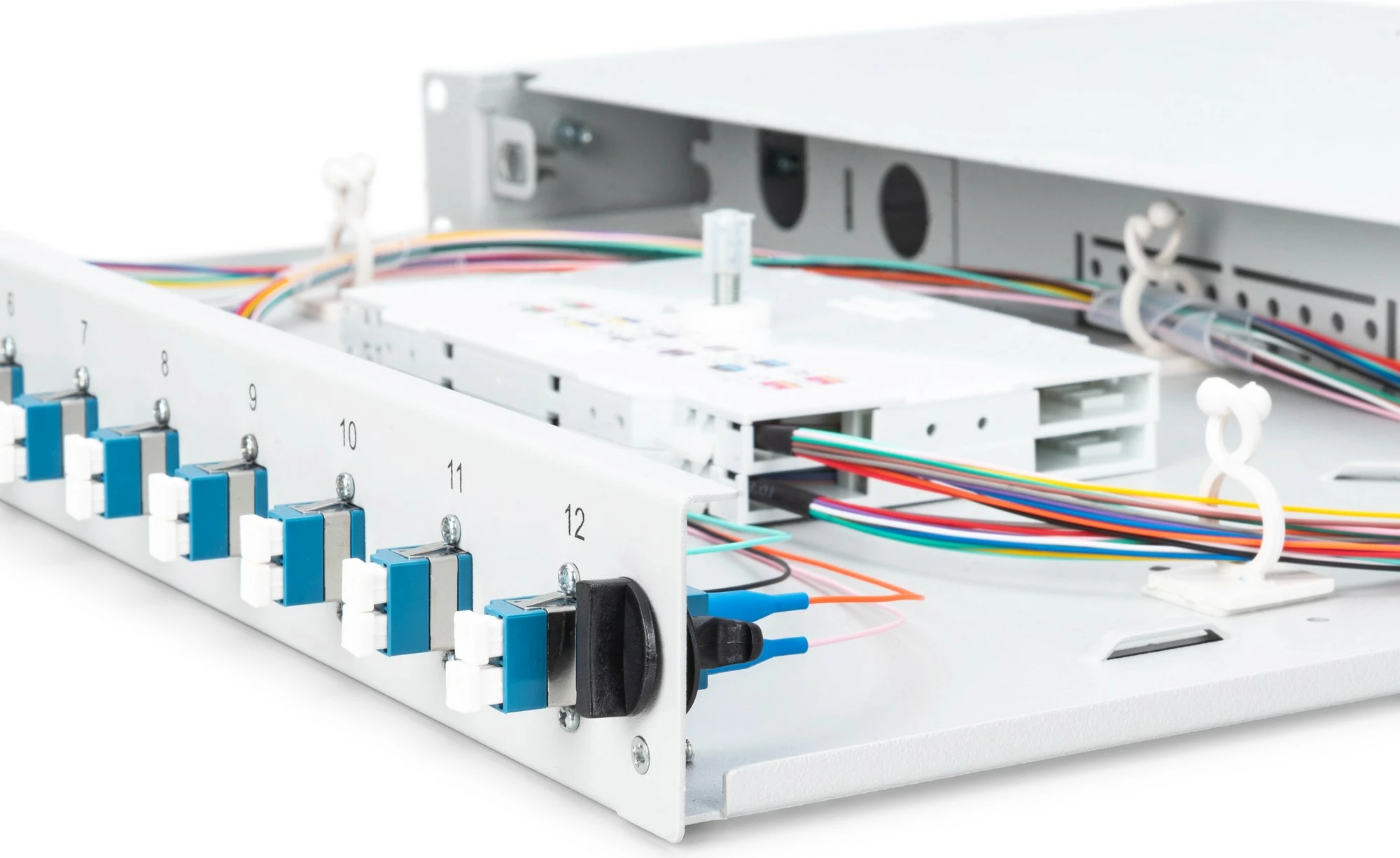 Kasë fibrash optike Digitus, 1U, 12x LC DX, OS2, gri