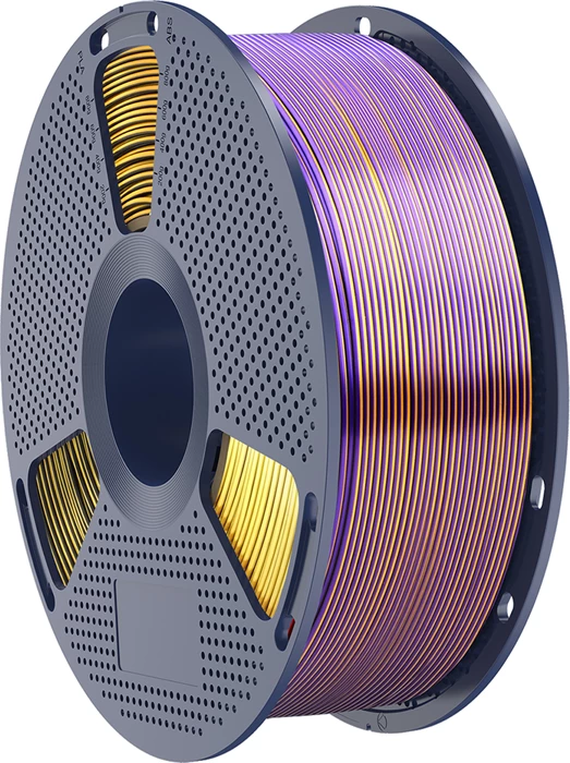 Filament 3D Sunlu PLA+ Silk Tri-Color PLA+ Silk TC B Go Pu, Multi Color, për printerë FDM, zi/ari/vjollcë