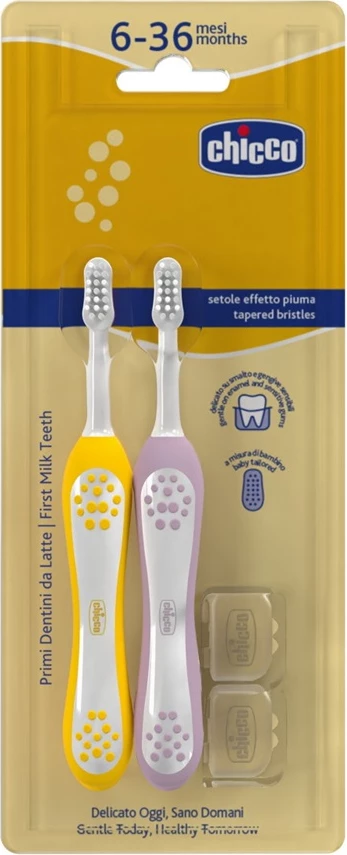 Furçë dhëmbësh për fëmijë Chicco 6-36m, 2 copë, vjollcë