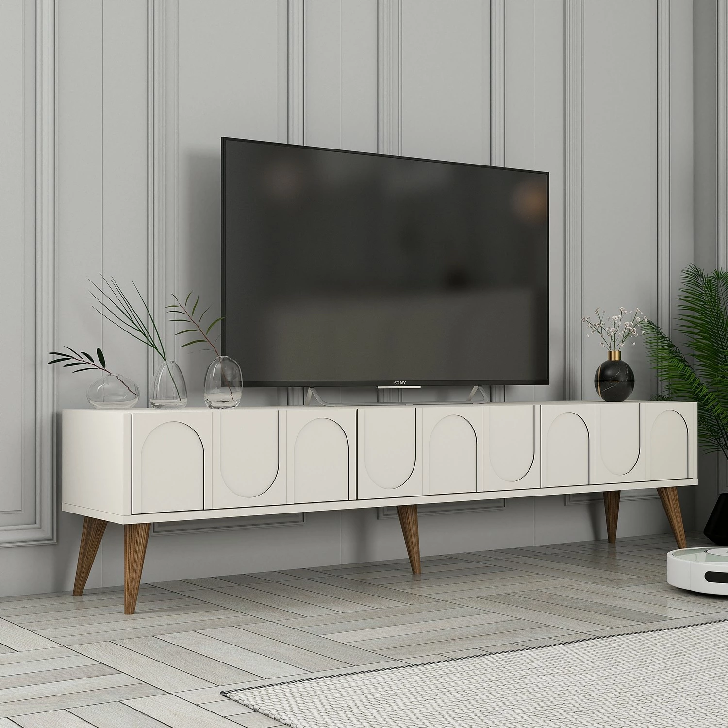 Komodë TV Skye Decor, Lyon 44, krem dhe arre