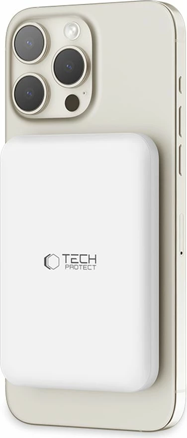 Powerbank Tech-Protect LifeMag PB10, 5000mAh, MagSafe, USB-C, Bardhë