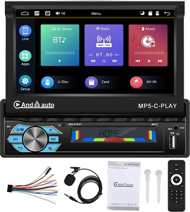 Monitor veture Podofo A3012, 7 inç, CarPlay & Android Auto, Bluetooth, Ekran me prekje, i zi