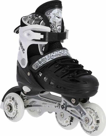Patina 4-në-1 Nils Extreme NH10905, të rregullueshme 35-38, ABEC 7, rrota LED 72mm/82A, me frena, zi dhe bardhë