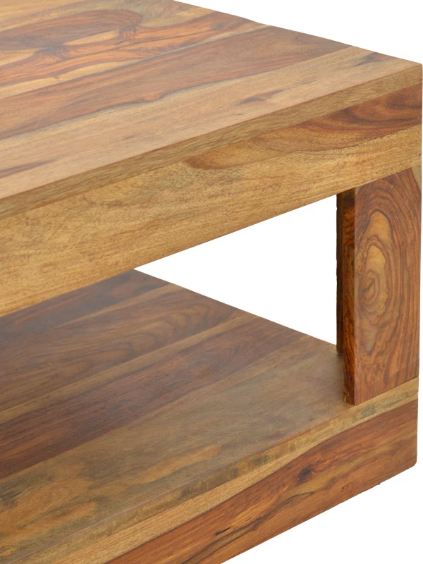 Tavolinë kafeje Volino, dru sheesham i fortë, ngjyrë arre, 90x60x40cm