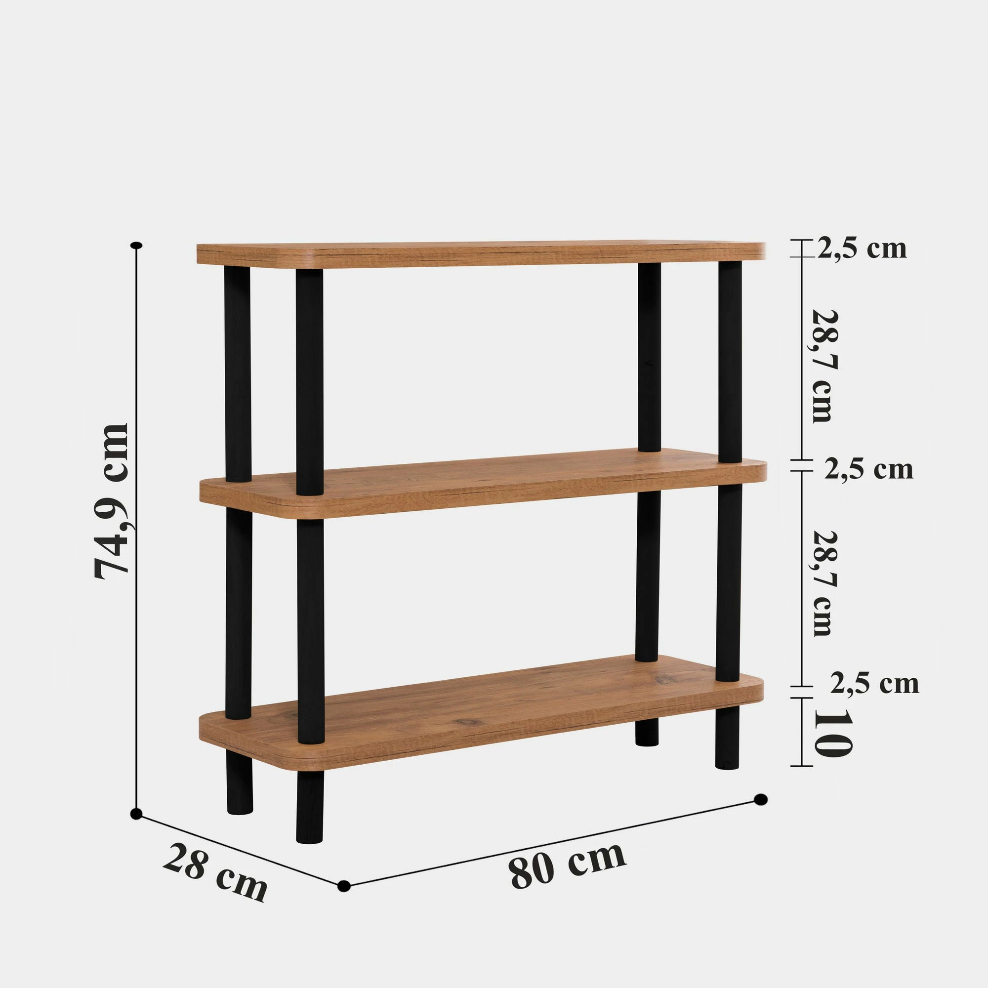 Raft librash Hanah Home, Step, ngjyrë e zezë dhe Atlantic Pine
