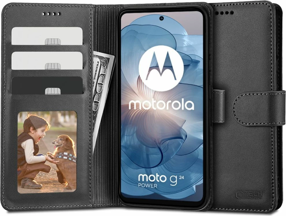 Mbështjellës portofol Tech-Protect për Motorola Moto G24/G24 Power/G04, i zi