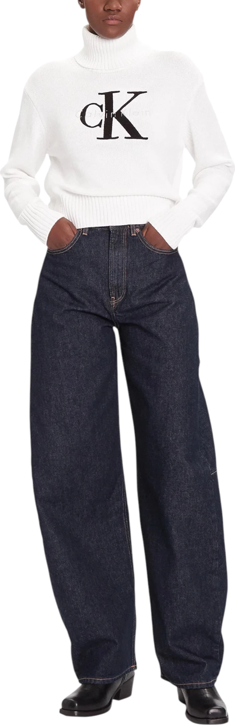 Xhemper për femra Calvin Klein Jeans LV047D354G, e bardhë [Madhësia: L]
