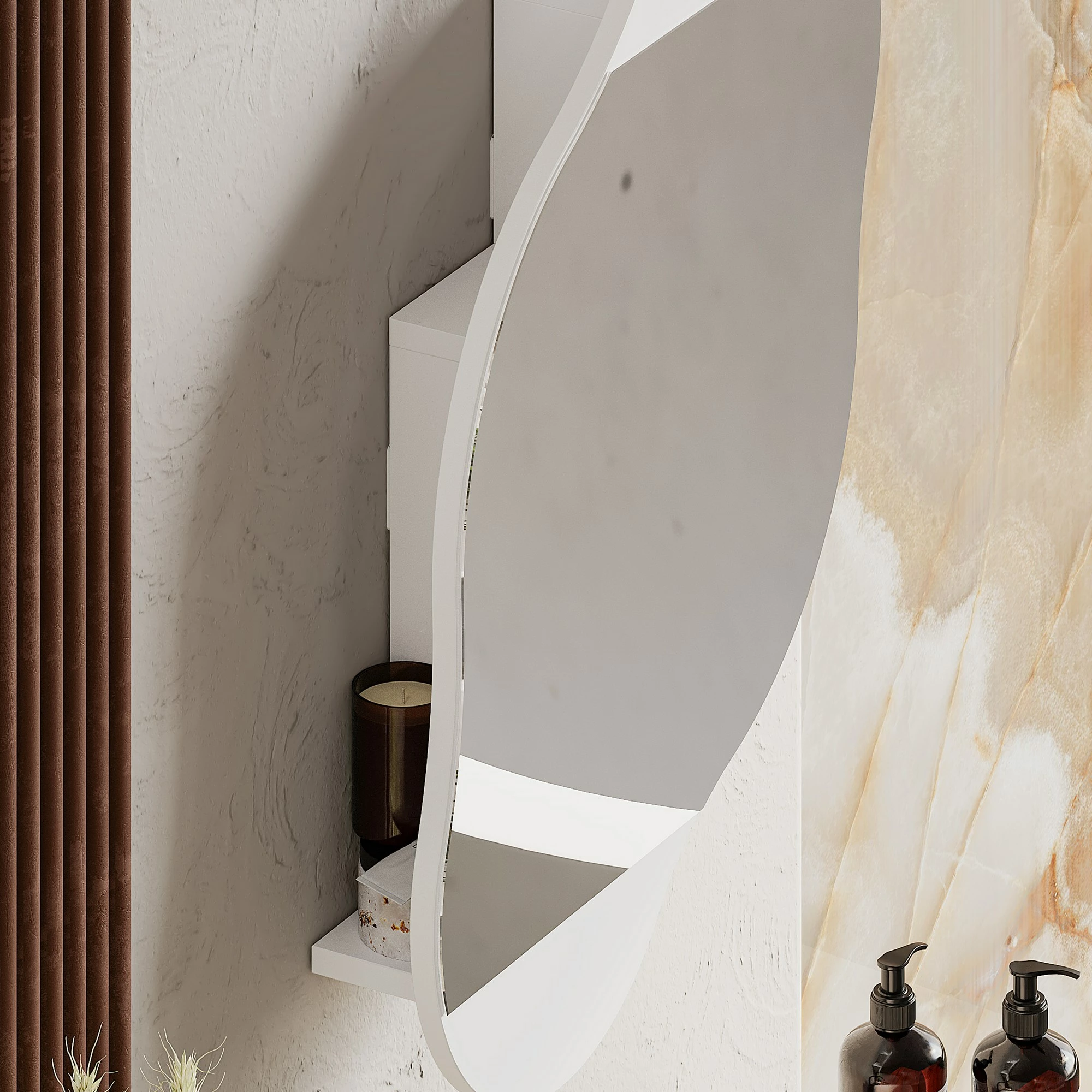 Dollap banjoje Skye Decor, pasqyrë muri me hapësirë për ruajtje, e bardhë