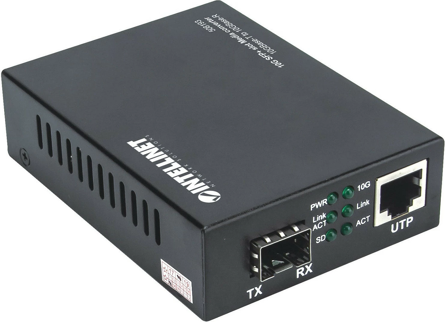Konvertues media Intellinet 10GBase-T në 10GBase-R, SFP+ + RJ45, 10 Gbps, i zi