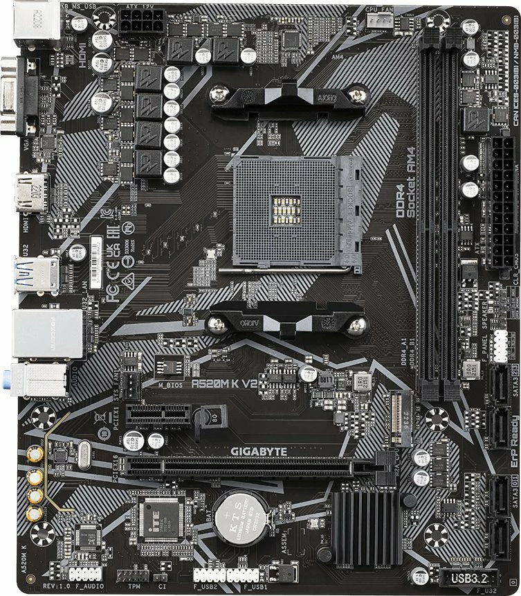 Pllakë amë Gigabyte A520M K V2 micro-ATX, DDR4 64GB, M.2 NVMe, HDMI/VGA