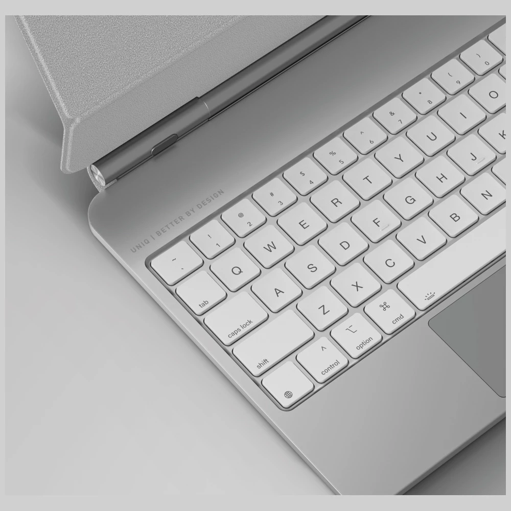 Mbështjellës magnetik me tastierë UNIQ Venno Pro për iPad Air 10.9\" (2020/2022) / iPad Pro 11\" (2021/2022) / iPad Air 11\" (2024/2025/2026), Bluetooth 5.2, trackpad, bateri 400 mAh, i bardhë