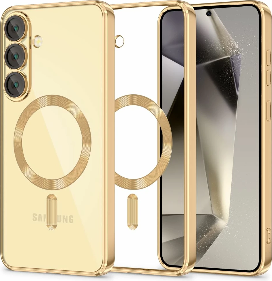 Mbështjellës Tech-Protect MagFlex për Samsung Galaxy S25+, MagSafe, Transparent Gold