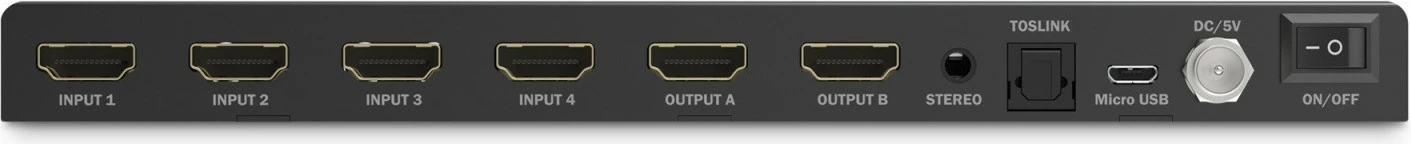 Switch HDMI Digitus DS-55345, 4 hyrje, 2 dalje, 4K/30Hz, me telekomandë, i zi