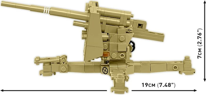 Set lodrash ndërtimi, Cobi, 8.8 cm Flak 18 (COBI-3141), 232 pjesë, shkallë 1:35, me figurë, ngjyrë shkretëtire