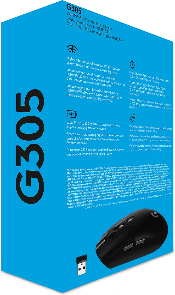 Maus Logitech G G305 LIGHTSPEED Wireless Gaming, 12000 DPI, i zi
