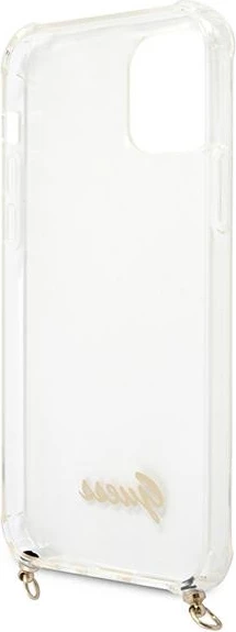 Mbështjellës Guess GUHCP12MKC4GSGO për iPhone 12/12 Pro 6.1", transparent me zinxhir të artë