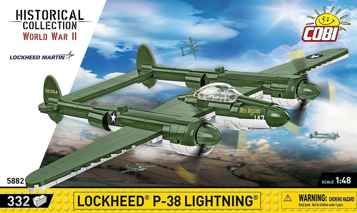 Set ndërtimi Cobi Klocki Lockheed P-38 Lightning, 332 pjesë, Jeshile