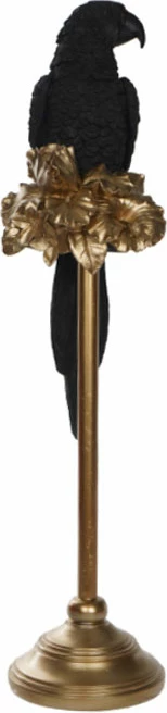 Dekor papagalli, ngjyrë e zezë dhe ari, 15x18x64cm