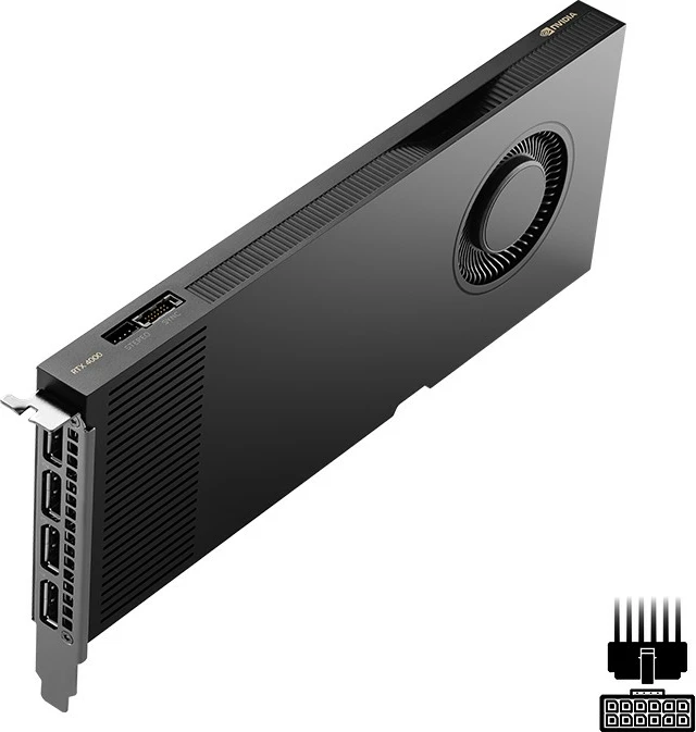 Kartelë grafike PNY RTX 4000 Ada, RTX A4000, 20 GB, GDDR6, 160 bit, PCI Express x16 4.0, 1 ventilator, e zezë