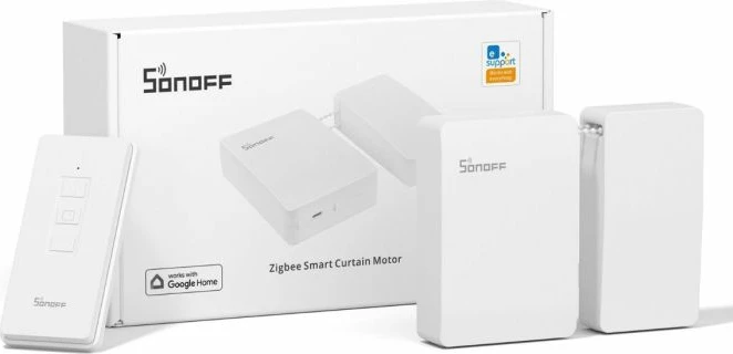 motor smart për perde SONOFF ZBCurtain Zigbee, bateri 4000mAh, me telekomandë, i bardhë